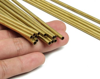 Round Brass Himmeli Tubes - Raw Brass Himmeli DIY Tube Beads - Circle Pipes for Geometric Shapes - For Air Plants -3.5x0.2x300mm- PP4571-300