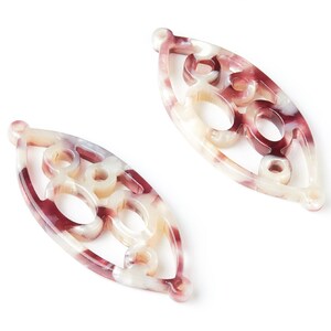 Acetate Leaf Earring Charms - Leaf Shaped Pendant - Earring Findings - Jewelry Supplies - 43.78x18x2.84mm - AC1372G