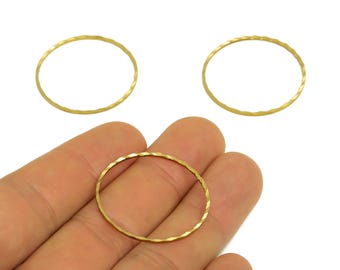 30mm Brass Ring - Raw Brass Circle Earring Round Connector - Textured Geometry Earring - 30x30x1.3mm - PP10361-30