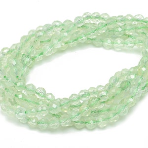 Prehnite Round Beads 3mm - 15.5 inch - Faceted Round Gemstone Beads - Natural Stone Beads  - 4x4mm - NS1532
