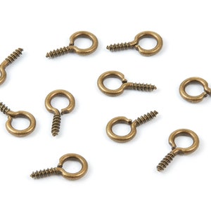 Eye Hook Screw - 7X12.7 - Antique Bronze Tone Plated Brass Eye Hook Screw - Jewelry Making - 12.5x7mm - PP1705AB