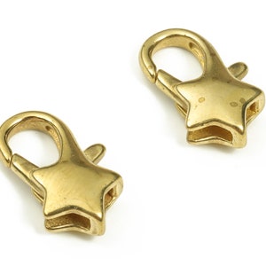 Brass Star Clips Parrot - Raw Brass Tiny Star Trigger Clasp – Celestial Lobster Claw for Jewelry Making Supplies - 18x10.6x5.15mm - PP4441