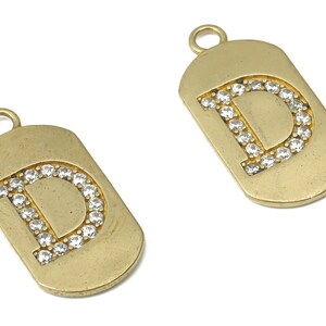 Amuletos de pendientes de latón largo ovalado letra D con circones - Colgante inicial D de latón crudo - Suministros para la fabricación de joyas - 23.45x11.2x1.57mm - PP7442D