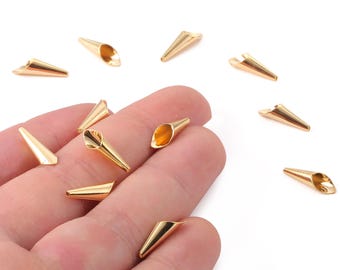 18K Gold Plated Brass Cone Bead Cap – Jewelry Pendant Finding (15x4.9mm) RGP1090
