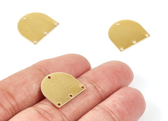 Raw Brass D Shaped Connector Charms – Textured Jewelry Supplies (16.9x16.1x0.65mm) PP1767