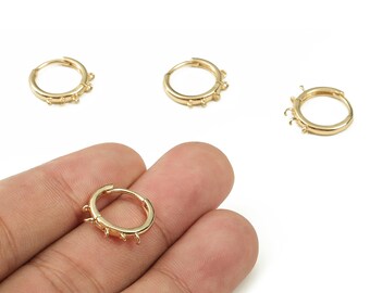 Runda cirklar i mässing – Runt hoop-örhänge – 5 öglor – Örhängen i 18 karat äkta guldpläterade – Smyckestillbehör – 13,8x14,67x2,23 mm - RGP3408