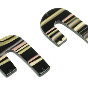 Acrylic J Earring Connectors - Acrylic U Charms and Pendant - 3 Holes - Jewelry Supplies - Color Code:A780 - 39.88x25.92x2.5mm - AC2376-A780