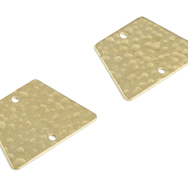 Brass Hammered Trapezoid Earring Connector - Raw Brass Trapezoid Charms - Jewelry Making Supplies - 19.96x15.03x0.61mm - PP3881