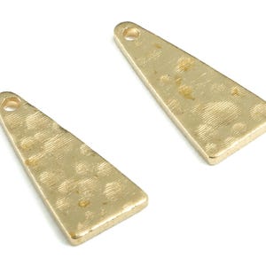 Brass Hammered Triangle Earring Charms - Raw Brass Triangle Pendant - Earring Findings - Jewelry Making Supplies - 14.98x6.9x0.96mm - PP3667 image 2