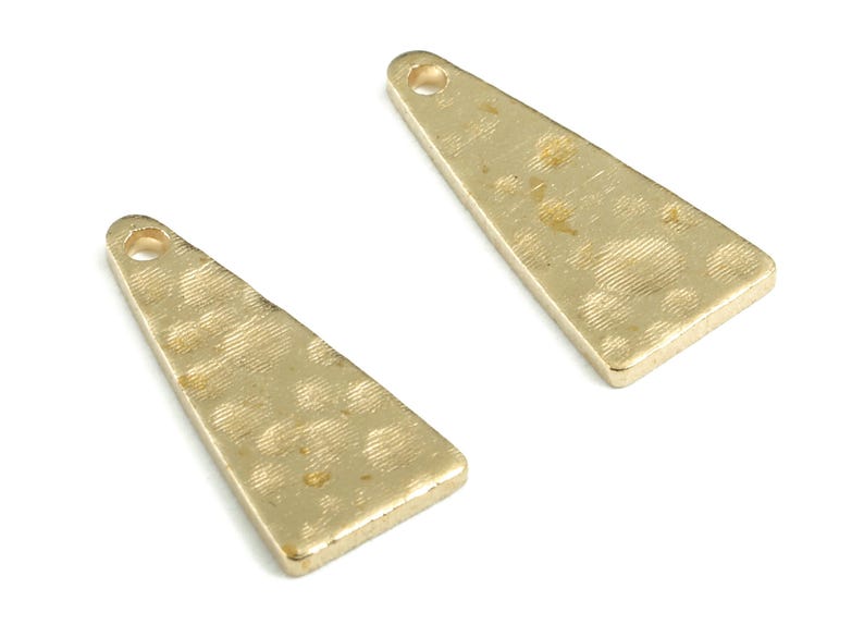 Brass Hammered Triangle Earring Charms - Raw Brass Triangle Pendant - Earring Findings - Jewelry Making Supplies - 14.98x6.9x0.96mm - PP3667 image 2