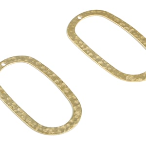 Brass Hammered Oval Earring Charms - Raw Brass Oval Pendant - Earring Findings - Jewelry Making Supplies - 35.02x19.49x0.55mm - PP3905