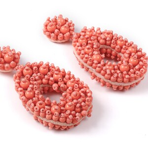 Beaded Drop Earring Charms - Japanese beads - Handmade Beaded Pendant - Double-sided beaded Earrings - 76x36.5x15.5mm - TH1060 image 2