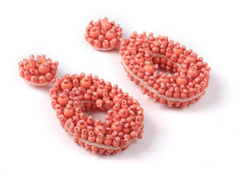 Beaded Drop Earring Charms - Japanese beads - Handmade Beaded Pendant - Double-sided beaded Earrings - 76x36.5x15.5mm - TH1060 image 2