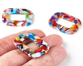 Acetate Rectangle Charms - Rectangle Earrings and Pendant - Earring Findings  - Color Code: A21 - 32.4x26.5x2.47mm - AC1080K