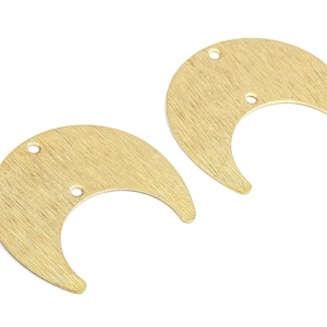 Brass Moon Connectors - Raw Brass Moon Pendant and Necklace - Brass Texture Moon Connectors - 2 Holes - 25.06x23.02x0.79mm - PP2658