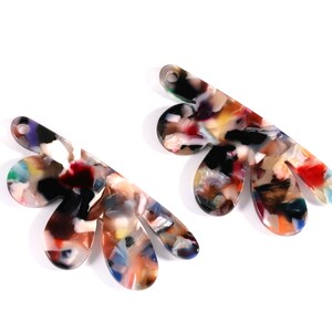 Tortoise Shell Earrings - Acetate Earring Charms - Flower Shaped Pendant - Earring Findings - Color Code: A60 - 54.4x27.3x2.53mm - AC1090K