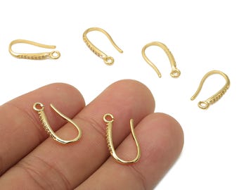 Pendientes de latón con gancho y argolla - Gancho para pendientes chapado en oro - Pendientes de latón - Chapado en oro auténtico de 18 quilates - 18 x 10,93 x 1,52 mm - RGP4763