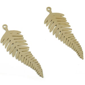 Tropische blad oorbel Charms - Raw Brass Tarwe Oorbel - Acicular Leaf Earring Charm - Sieraden Making Supplies - 39.2x13.12x0.85mm - PPA0036