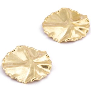 Brass Round Charms - Raw Brass Wavy Round Earrings and Pendant - Earring Findings - Jewelry Supplies - 22.54x22.54x0.75mm - PP2198