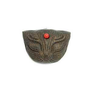 Carved Wooden Cat Face Bead - Black Wood Cat Charm - Handcrafted Cat Wooden Bead - Handmade Wooden Beads for Bracelet - 14x20x15mm - BB1319