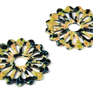 Acetate Flower Earring Charms - Flower Pendant - Earring Findings - Jewelry Supplies - Color Code: A169 - 49.12x49.12x2.55mm - AC1452-A169