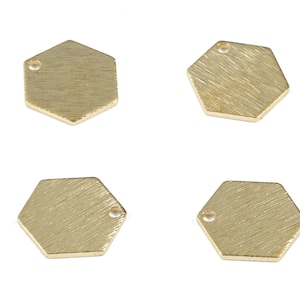 Brass Textured Hexagon Earring Charms - Raw Brass Hexagon Pendant - Earring Findings - Jewelry Supplies - 8.02x8.02x0.86mm - PP3557