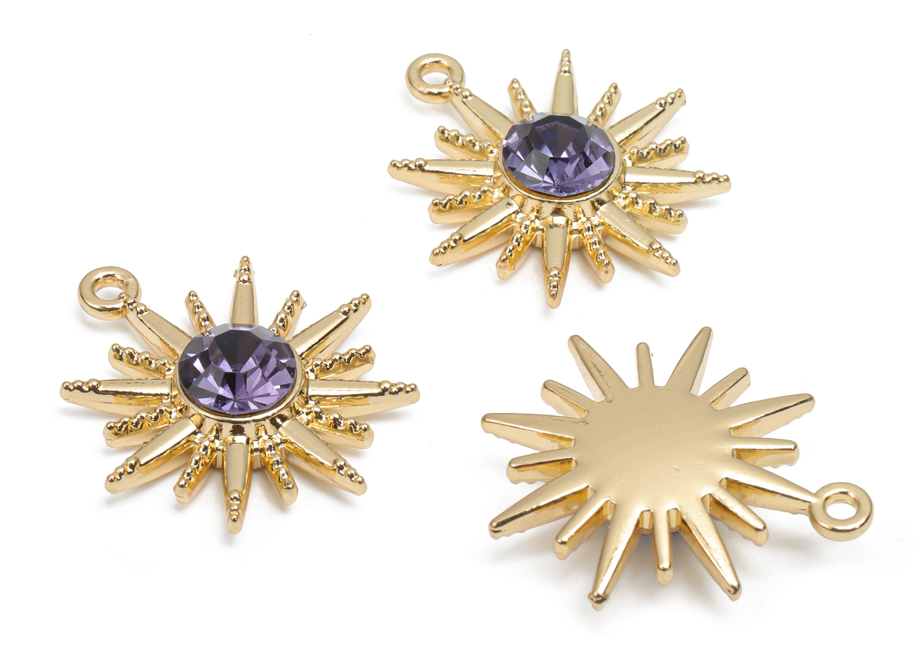贅沢品 - Charms Earring Sun Alloy Zinc Glass Gold - Pendant Sun アクセサリー