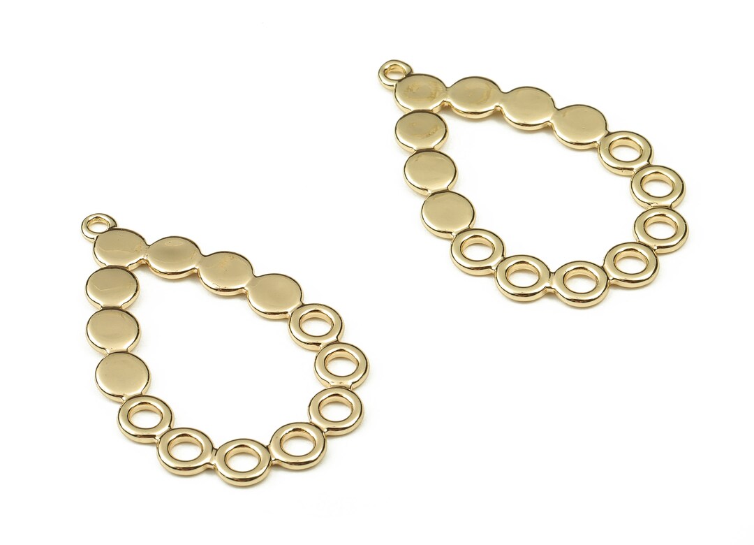 Brass Drop Earring Charms Gold Round Pendant 18K Real Gold Plated Brass