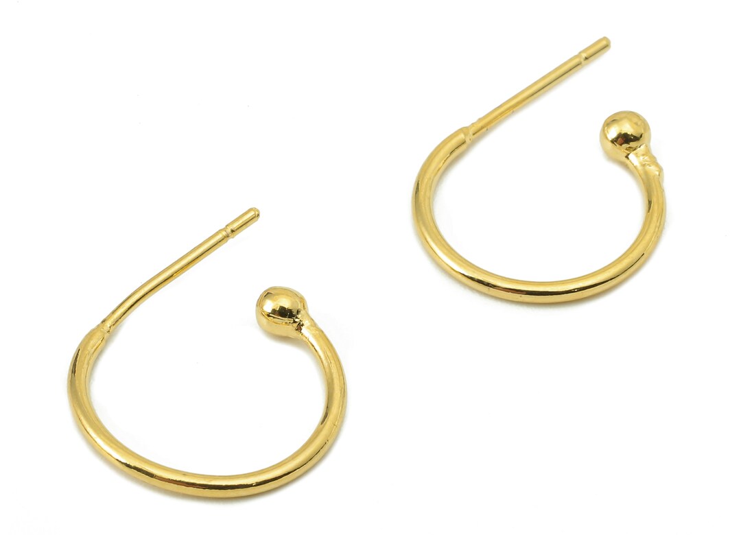 Brass C Hoop Stud Earring Brass Open Hoop Earring Stud and Earring Post