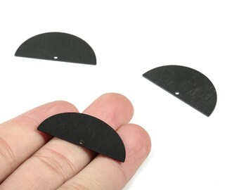 Black Semi circle Charms - Matte Black Textured Half Moon Earring Charms - Earring Findings - Jewelry Supplies - 35.88x17.5x0.6mm - PP2115B