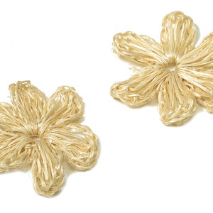 Handwoven Rattan Flower Charms - Rattan Flower Earrings and Pendant - Woven Earrings - Jewelry Handmade - 40x36x2.3mm - RT1332