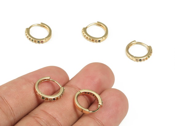 Wholesale SUPERFINDINGS 16Pcs 2 Sizes Cubic Zirconia Hoop Earrings Brass  Hoop Earring Findings Platinum Golden Huggie Hoop Earrings Findings for Jewelry  Making 