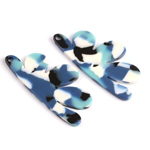 Tortoise Shell Earrings - Acetate Earring Charms - Flower Shaped Pendant - Color Code: A16 - Jewelry Supplies - 54.4x27.3x2.53mm - AC1090G