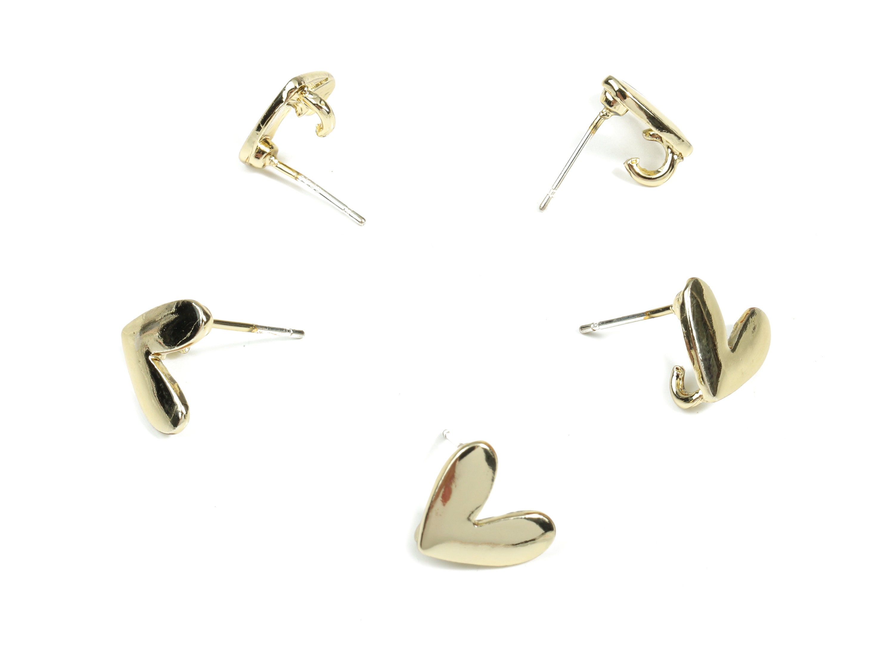 Alloy Heart Stud Earring With Loop - Zinc Alloy Heart Alloy Heart Stud Earring With Loop - Zinc Alloy Heart