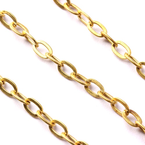 Flat Cable Chain Raw Brass Chain Unsoldered Link Faceted Etsy