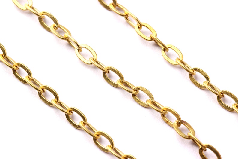 Flat Cable Chain Raw Brass Chain Unsoldered Link Faceted Etsy