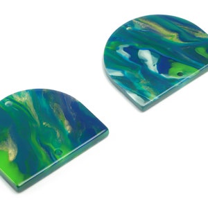 Acrylic Domed Earring Connector - Acrylic D Charms and Pendant - 2 Holes - Jewelry Supplies - Color Code:A775 - 27.8x24.1x2.6mm -AC1323-A775