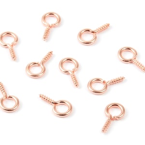 Eye Hook Screw - 7X12.7 - Rose Tone Plated Brass Eye Hook Screw - Jewelry Making - 12.5x7mm - PP1705R