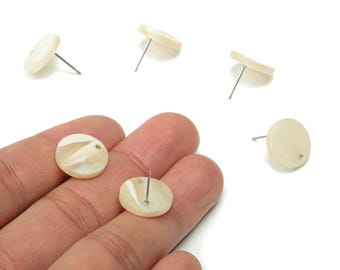 Acrylic Mini Round Earring Stud - Matte Circle Post - 316 Surgical Stainless Steel Stud - Color Code:A730 - 14.85x14.63x2.48mm - AC1888-A730