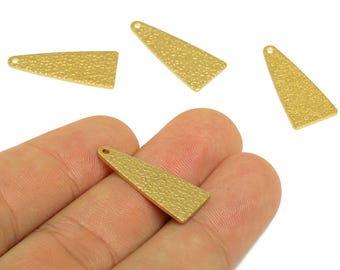 Messing Dreieck Ohrring Charme - Rohes Messing Strukturierte Dreieck Ohrring Charme - Geometrie Ohrring Charme - Ohrring Suche - 25x11x1.02 mm - PP10301