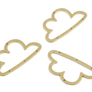 Cloud Earring Connector - Raw Brass Cloud Earring - 4 Holes Connector - Jewelry Supplies - 30x17x0.8mm - PPM3500 image 3