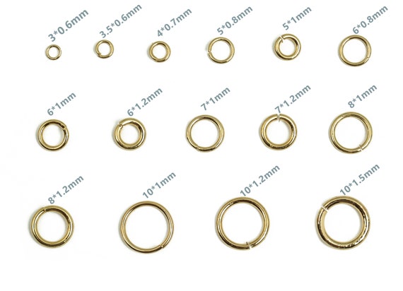Brass Closed Jump Rings - 18K Real Gold Plated Jump Ring - Round Wire - Not Soldered - ALL SIZES 3*0.6 ...10*1 10*1.2 10*1.5mm RGP4138