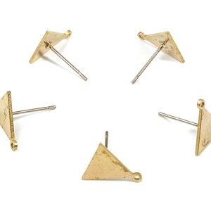 Brass Triangle Stud Earring With Hoop - Raw Brass Triangle Earring Post - Surgical Stud - Jewelry Supplies - 11.53x10.3x0.79mm - PP3292