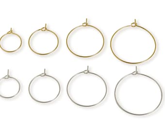 Orecchino a cerchio in acciaio inossidabile - Componenti per orecchini a filo tondo per gioielli fai da te - Basi per orecchini a cerchio minimalisti - Placcatura color oro