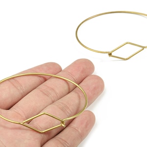 Bracciale in filo di ottone - Bracciale rigido in ottone grezzo - Bracciale a cerchio in ottone - Forniture per gioielleria - 67,62x58,4x1,62 mm - PP3303 immagine 1