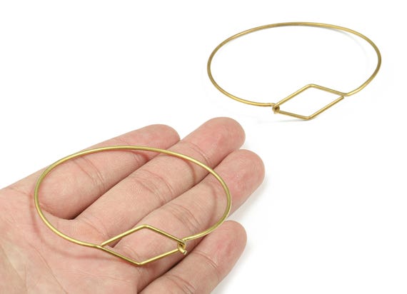 Brass Wire Bracelet - Raw Brass Bangle  - Brass Circle Bracelet - Jewelry Supplies - 67.62x58.4x1.62mm - PP3303