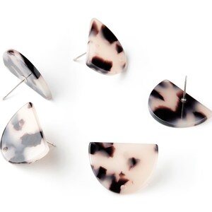 Acetate Acrylic Earring Stud - Post Charms - Blond Tortoise Shell Earrings - D Shaped - Color Code: A07 - 25x18x2.48mm - AC1586-A07 image 2