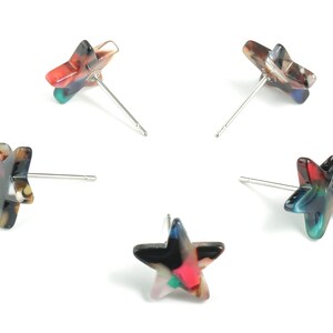 Acetat Stern Ohrstecker - Acetat Stern Ohrstecker - Kein Loch - Ohrring Post - Farbcode: A11 - 12.8x11.5x2.6mm - AC1138D-O
