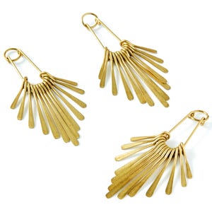 Colgantes de latón con flecos - Adornos de latón en bruto martillado con flecos - Componentes para pendientes - Suministros para joyería - 53,5 x 24 x 4,4 mm - PP1399 imagen 3