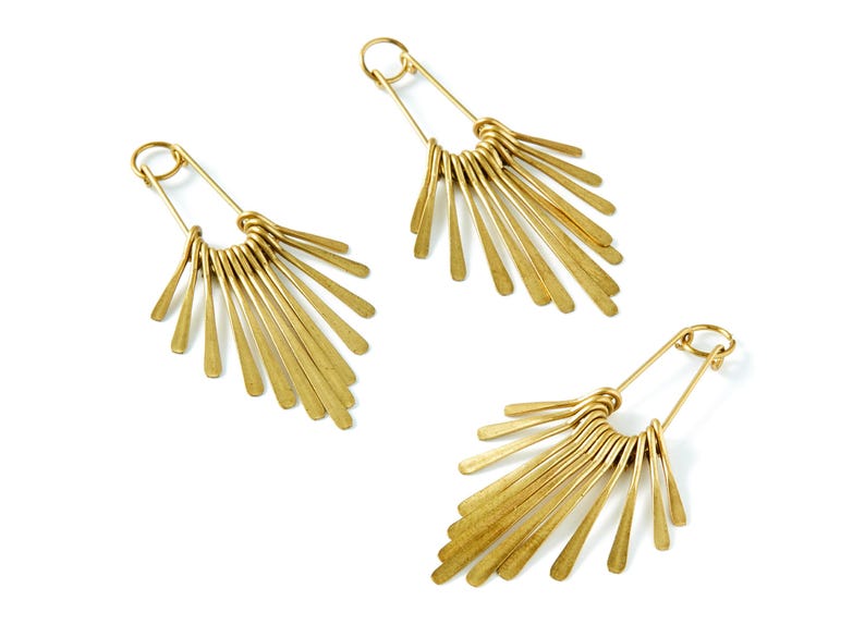 Colgantes de latón con flecos - Adornos de latón en bruto martillado con flecos - Componentes para pendientes - Suministros para joyería - 53,5 x 24 x 4,4 mm - PP1399 imagen 3